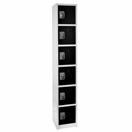Adiroffice 72in x 12in x 12in 6-Compartment Steel Tier Key Lock Storage Locker in Black, 2PK ADI629-206-BLK-2PK
